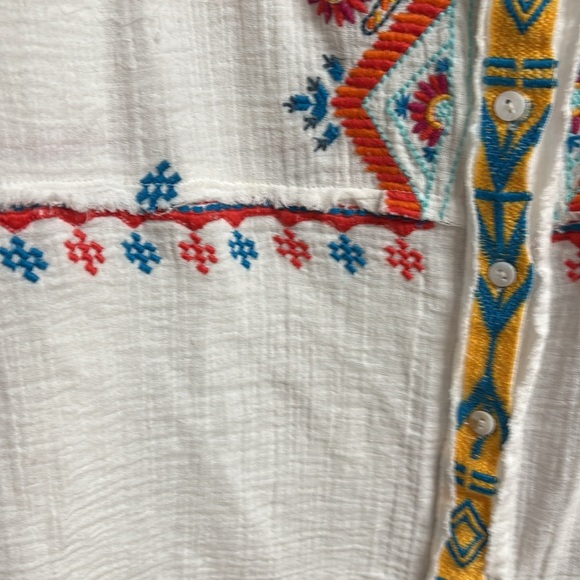 Kyla Seo Button Up Oversized Shirt White/Ivory Boho Chic 100% Cotton Size XS - Picture 8 of 15